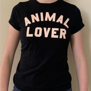 ‘Animal Lover’ Graphic Tee (black + pink, size XS)